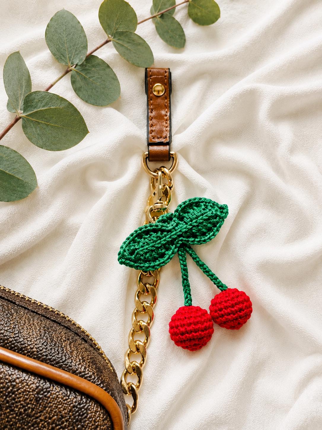 Cherry Crochet Keychain – Bag Charm __etsy:8133013813