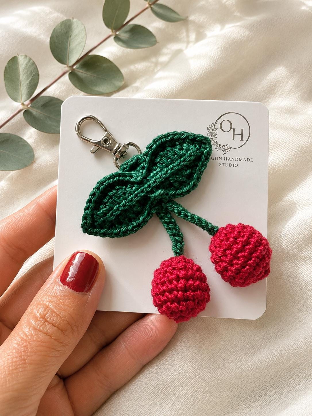 Cherry Crochet Keychain – Bag Charm __etsy:8133014117