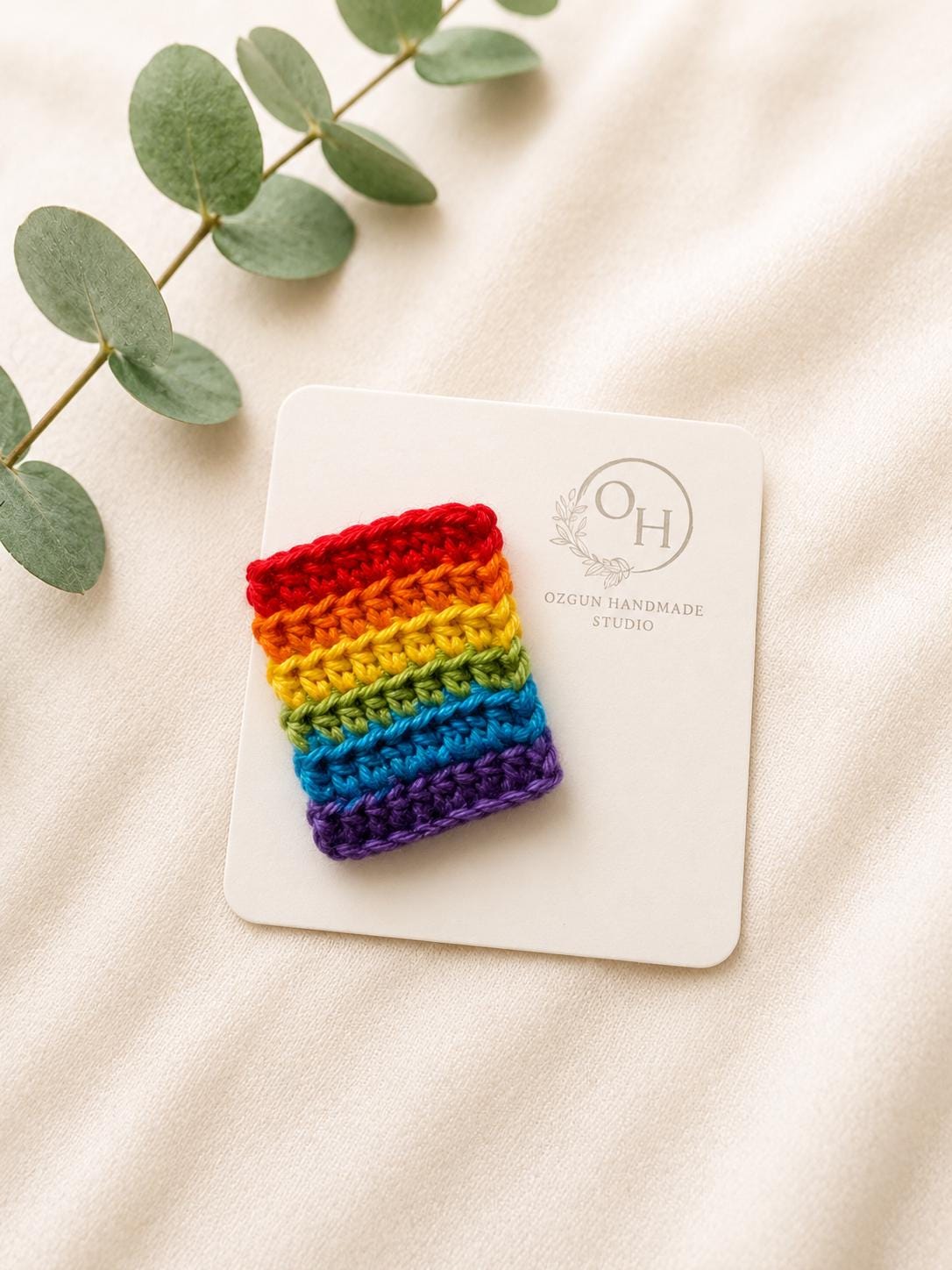 Crochet Rainbow Pin Badge – Handmade Pride Accessory (3x4 cm) __etsy:8133559921