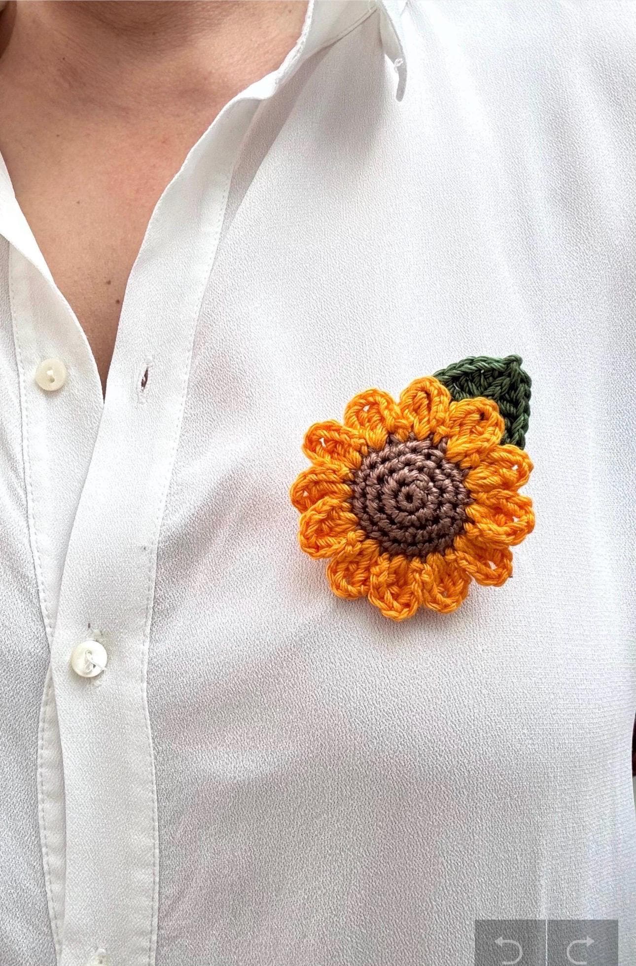 Sunflower Crochet Brooch + Bookmark Set – Handmade Floral Gift, Nature Inspired, UK Made __etsy:8133776429