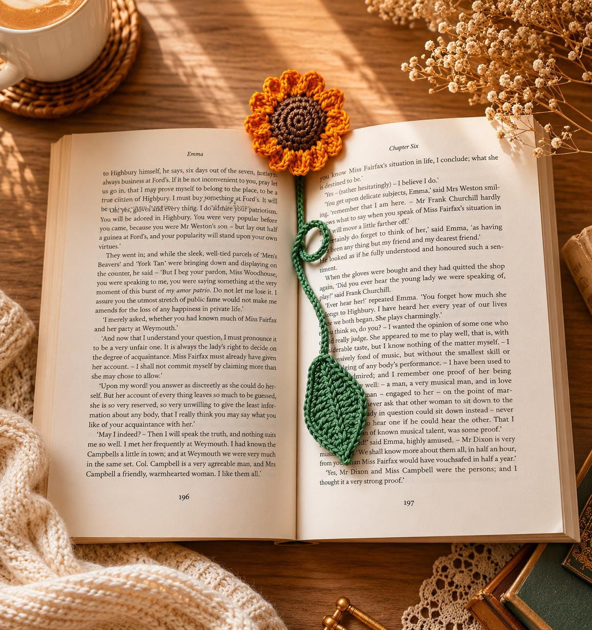 Sunflower Crochet Brooch + Bookmark Set – Handmade Floral Gift, Nature Inspired, UK Made __etsy:8133776565