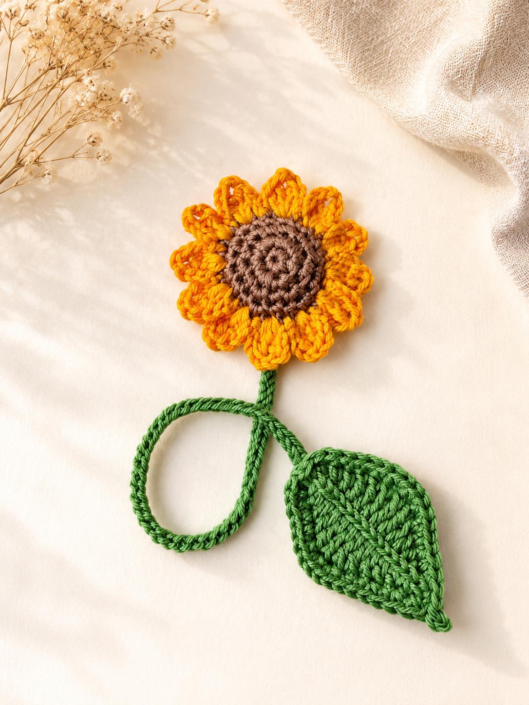 Sunflower Crochet Brooch + Bookmark Set – Handmade Floral Gift, Nature Inspired, UK Made __etsy:8133776595