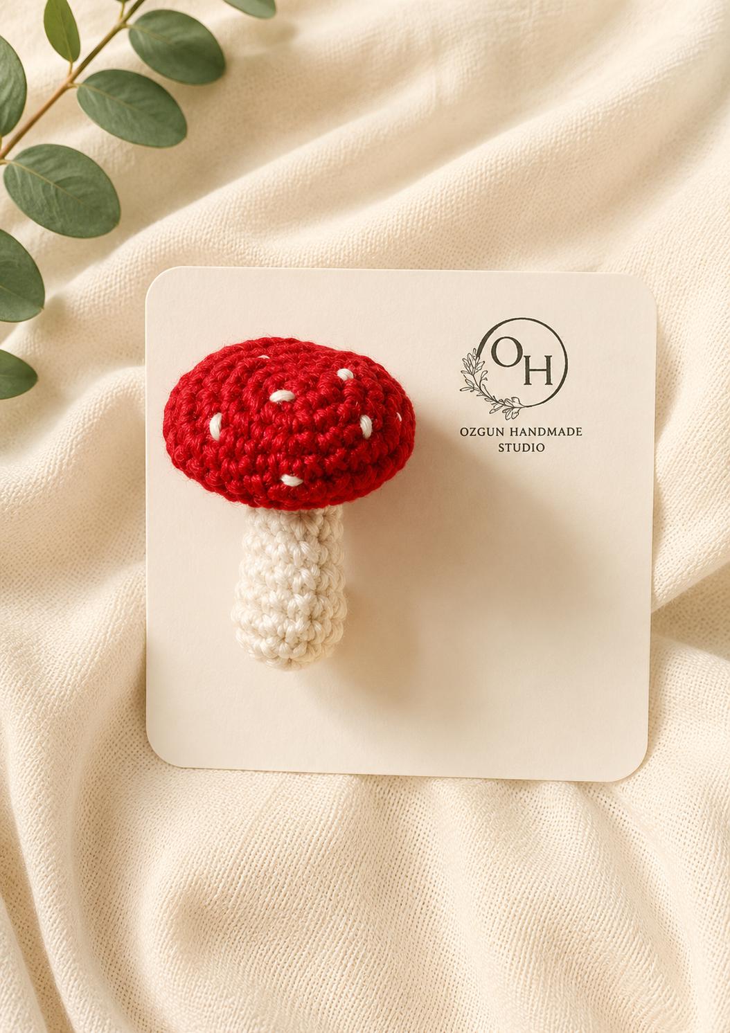 Crochet Mushroom Brooch, Toadstool Pin, Amanita Muscaria Brooch, Cottagecore Woodland Gift, Handmade Crochet Mushroom Accessory __etsy:8136210961