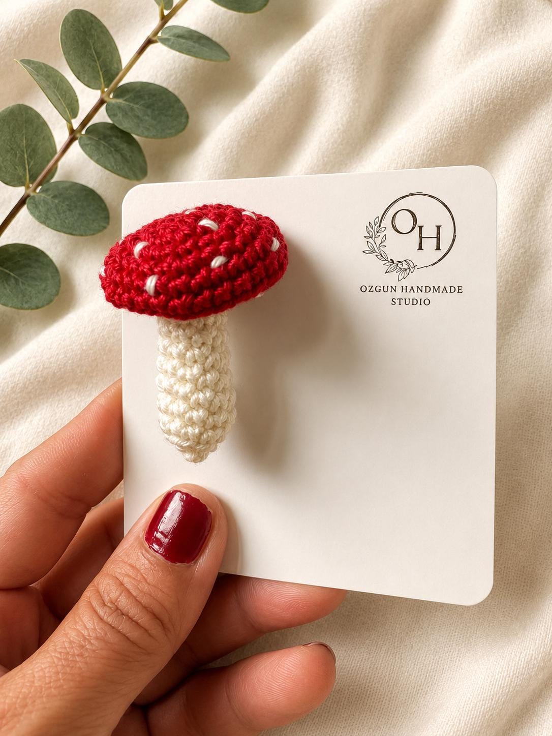Crochet Mushroom Brooch, Toadstool Pin, Amanita Muscaria Brooch, Cottagecore Woodland Gift, Handmade Crochet Mushroom Accessory __etsy:8136222661