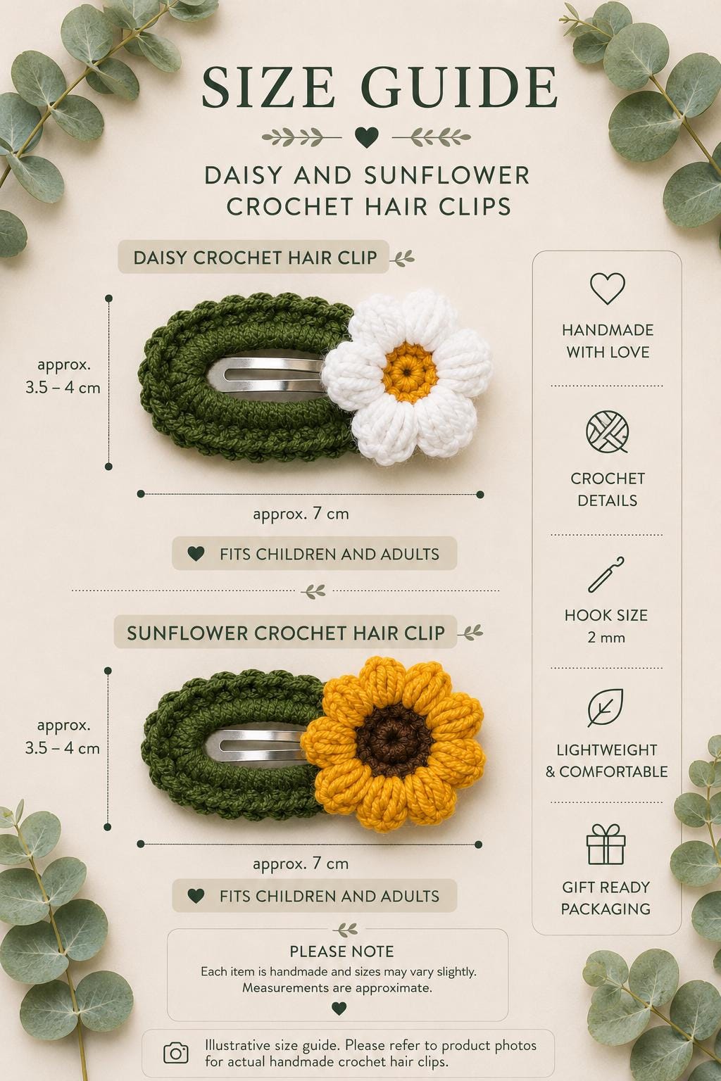 Crochet Sunflower or Daisy Hair Clip __etsy:8137569971