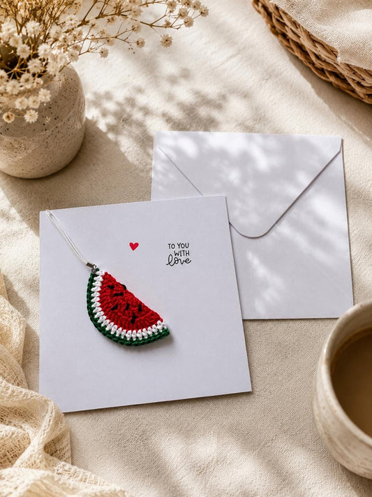 Watermelon Card – Detachable Keychain Gift - Handmade Crochet __etsy:8152123501