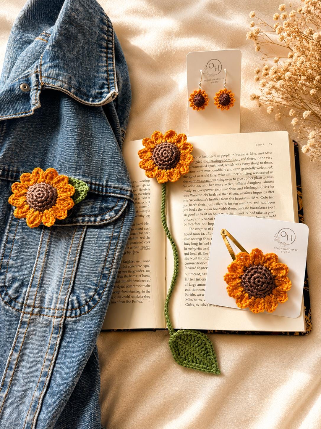 Crochet Sunflower Hair Clip – Cotton Floral Barrette, Summer Accessory __etsy:8162733299