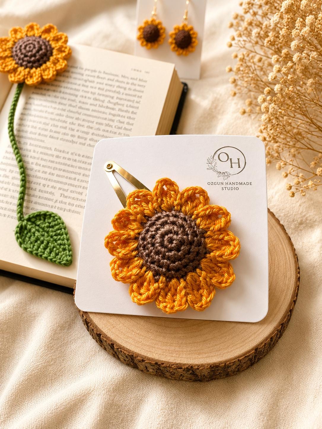 Crochet Sunflower Hair Clip – Cotton Floral Barrette, Summer Accessory __etsy:8162759411