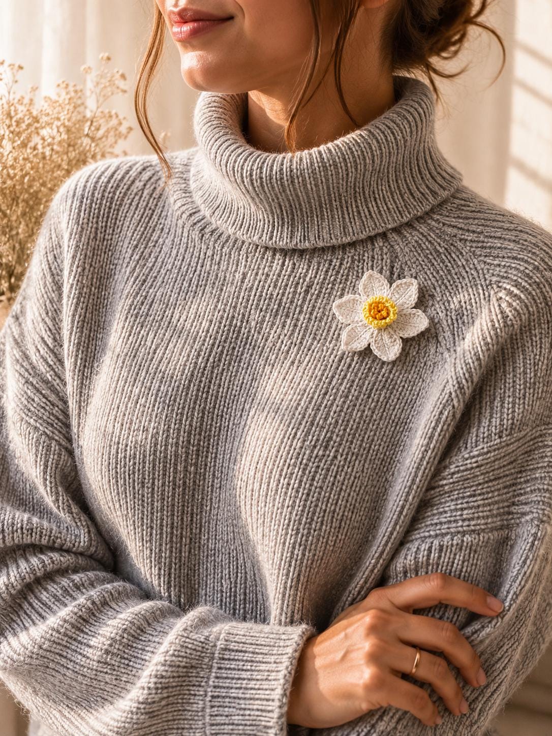 Crochet Daffodil Hair Clip – Handmade Flower Hair Accessory __etsy:8175616865