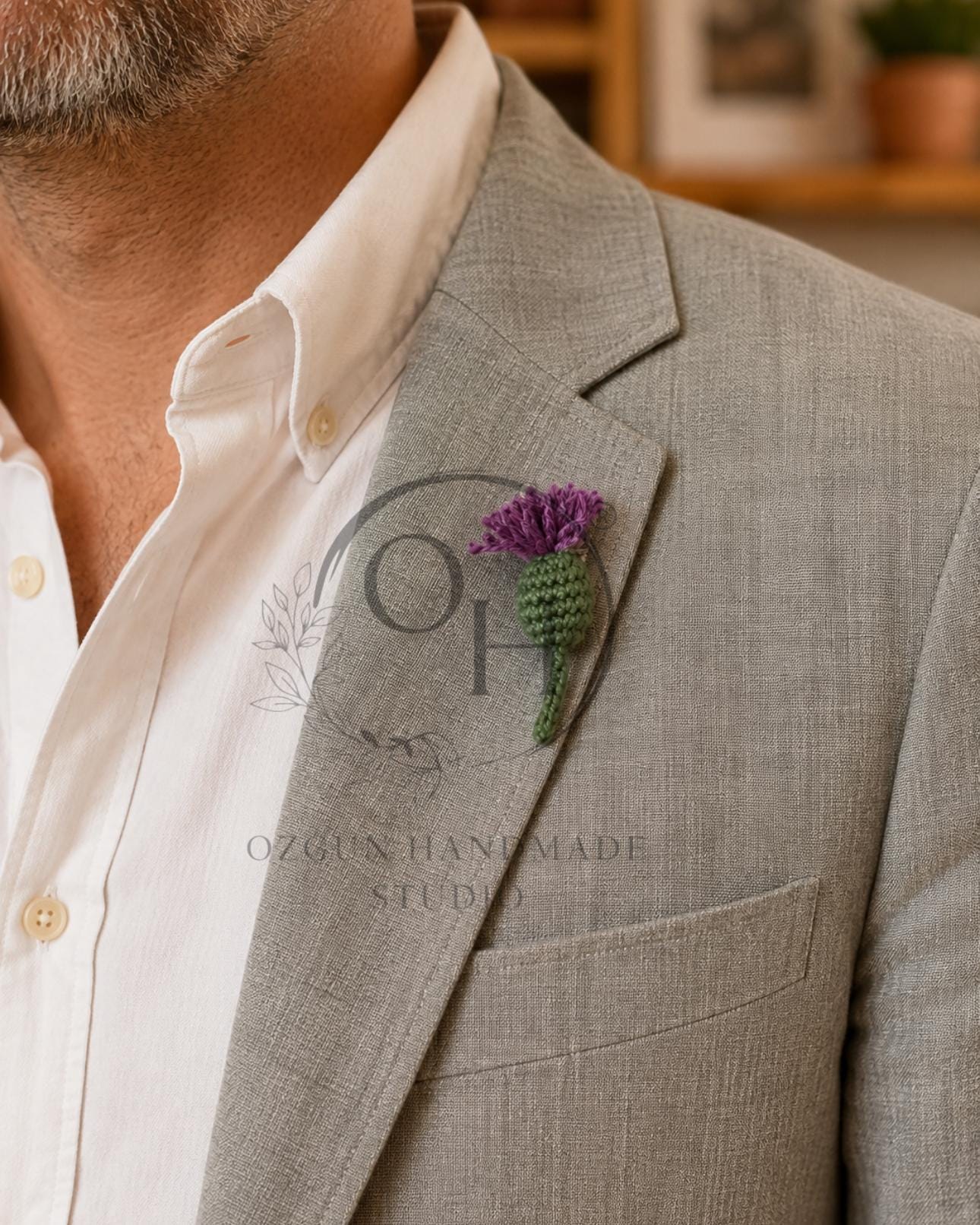 Scottish Thistle Crochet Brooch