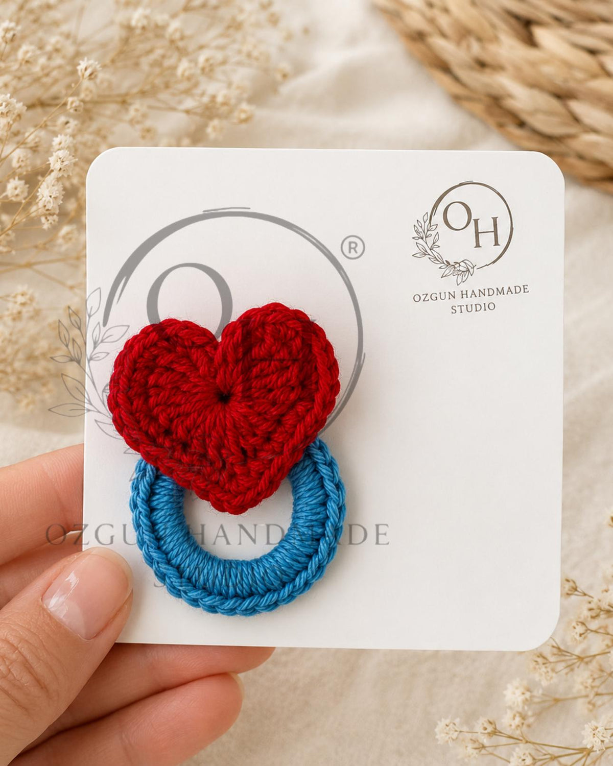 Crochet Heart Glasses Holder Brooch & ID Badge Holder