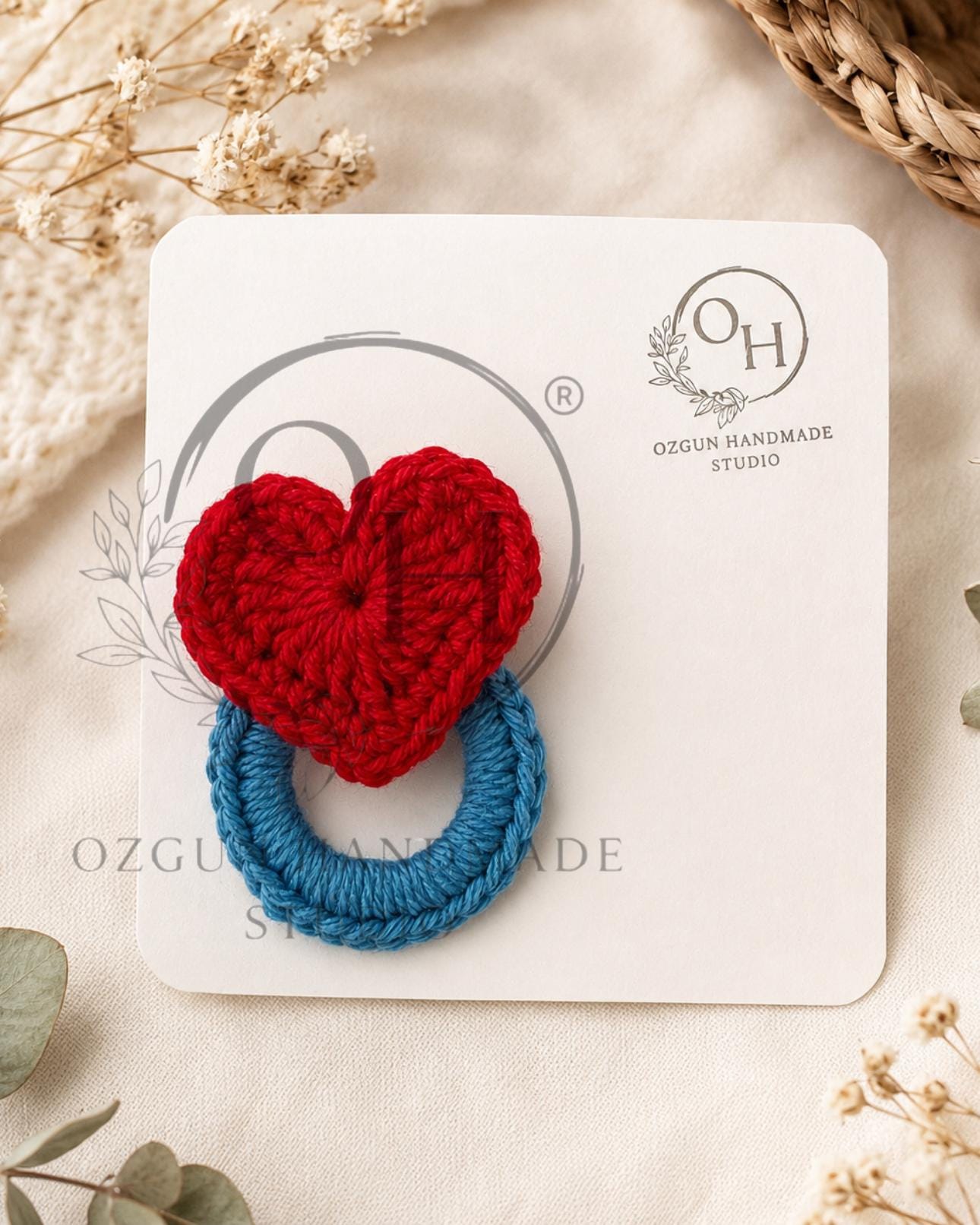Crochet Heart Glasses Holder Brooch & ID Badge Holder